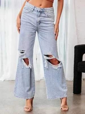 GYPSY - Wide Leg Distressed Jeans