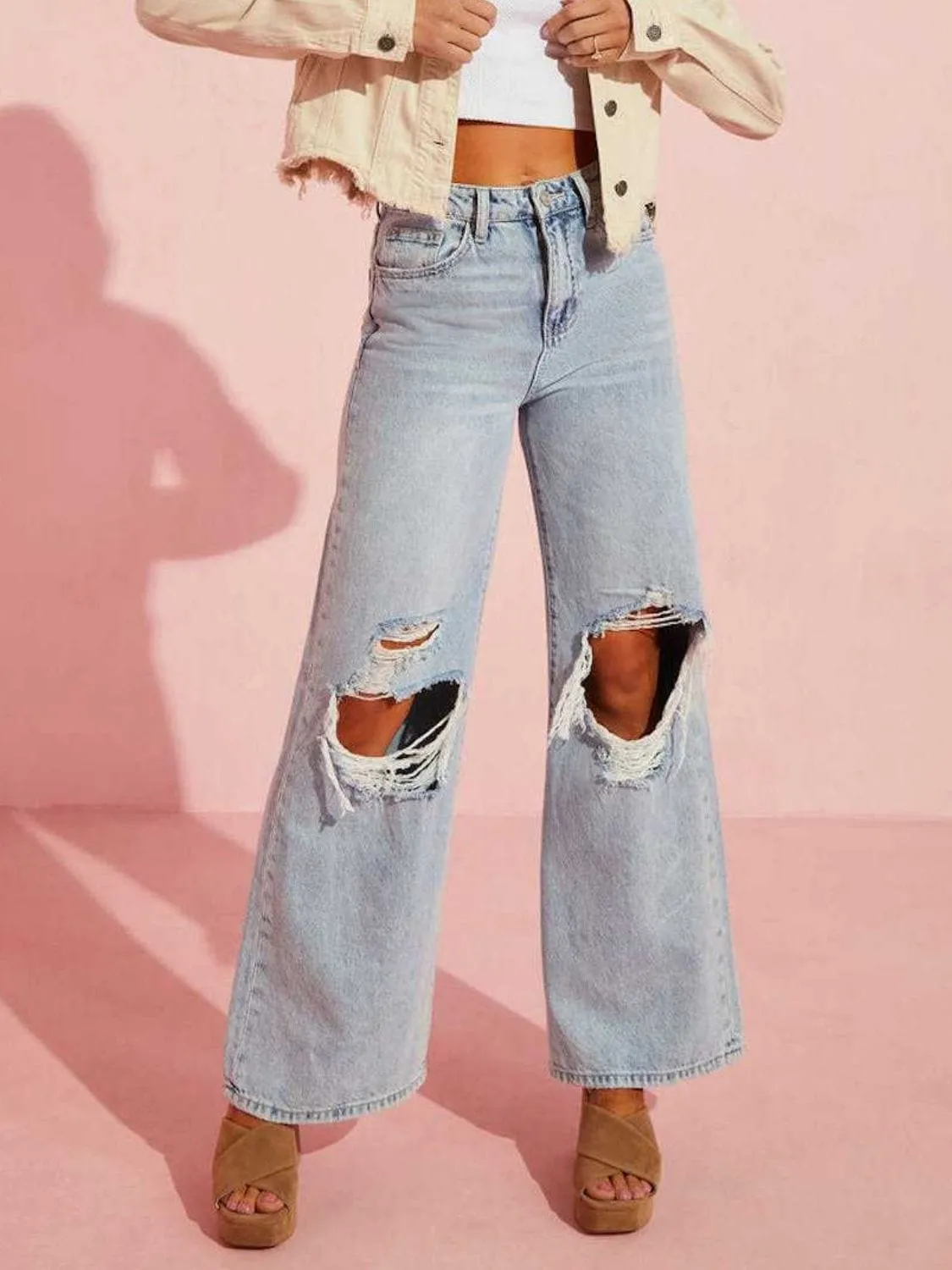 GYPSY - Wide Leg Distressed Jeans