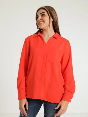 Hammered Easy Shirt - Cherry