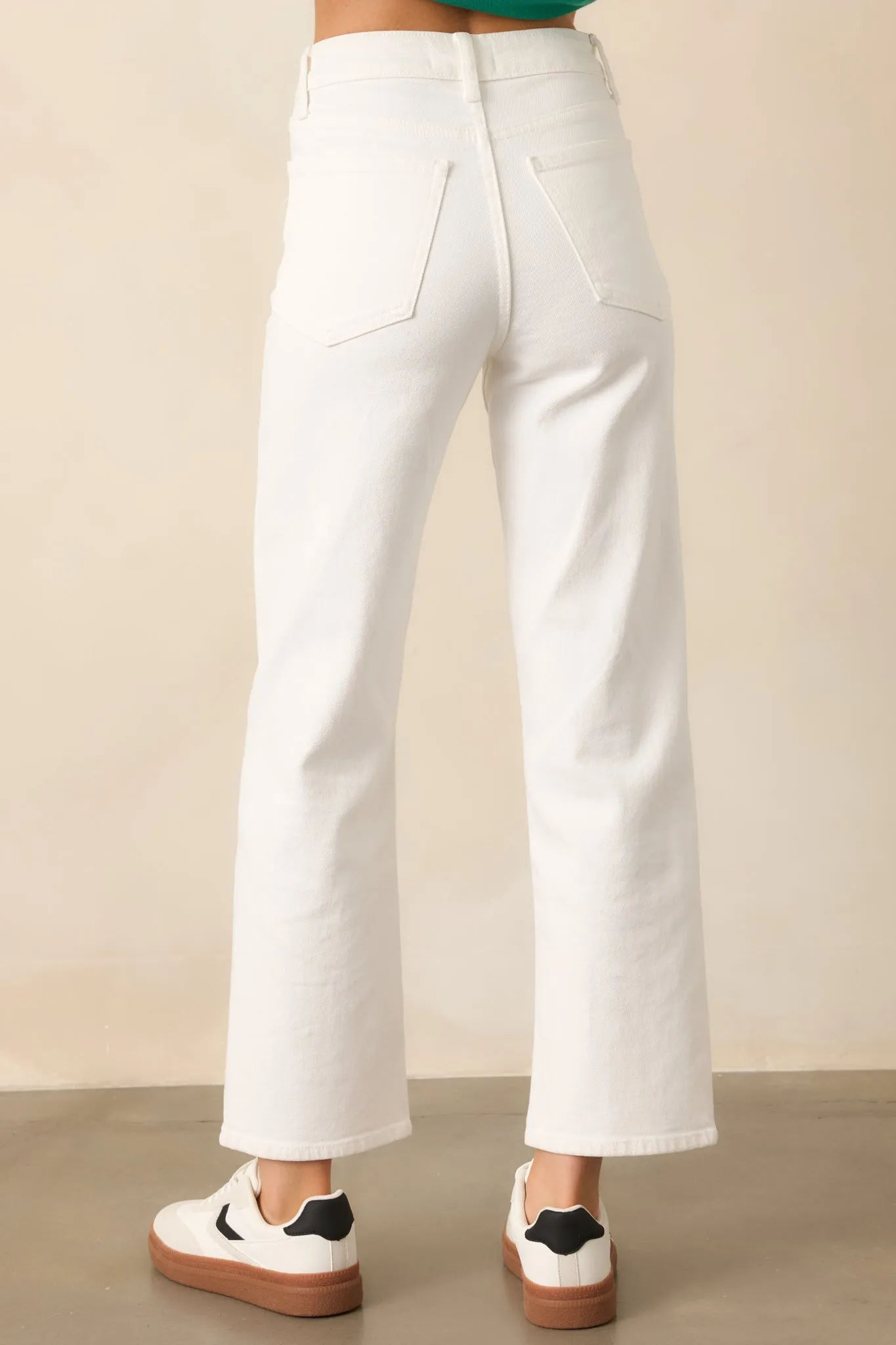 Hard At Work White Straight Leg Jeans