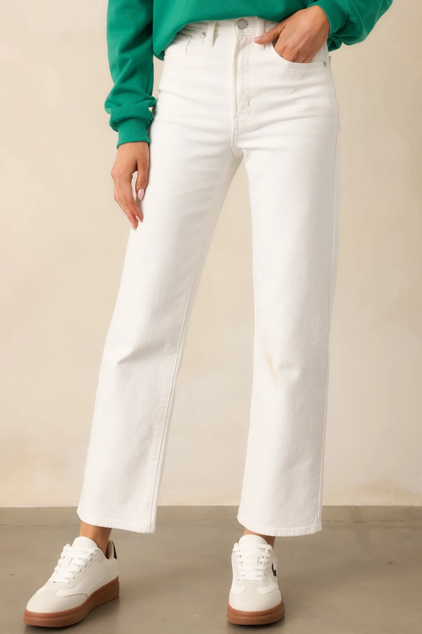 Hard At Work White Straight Leg Jeans