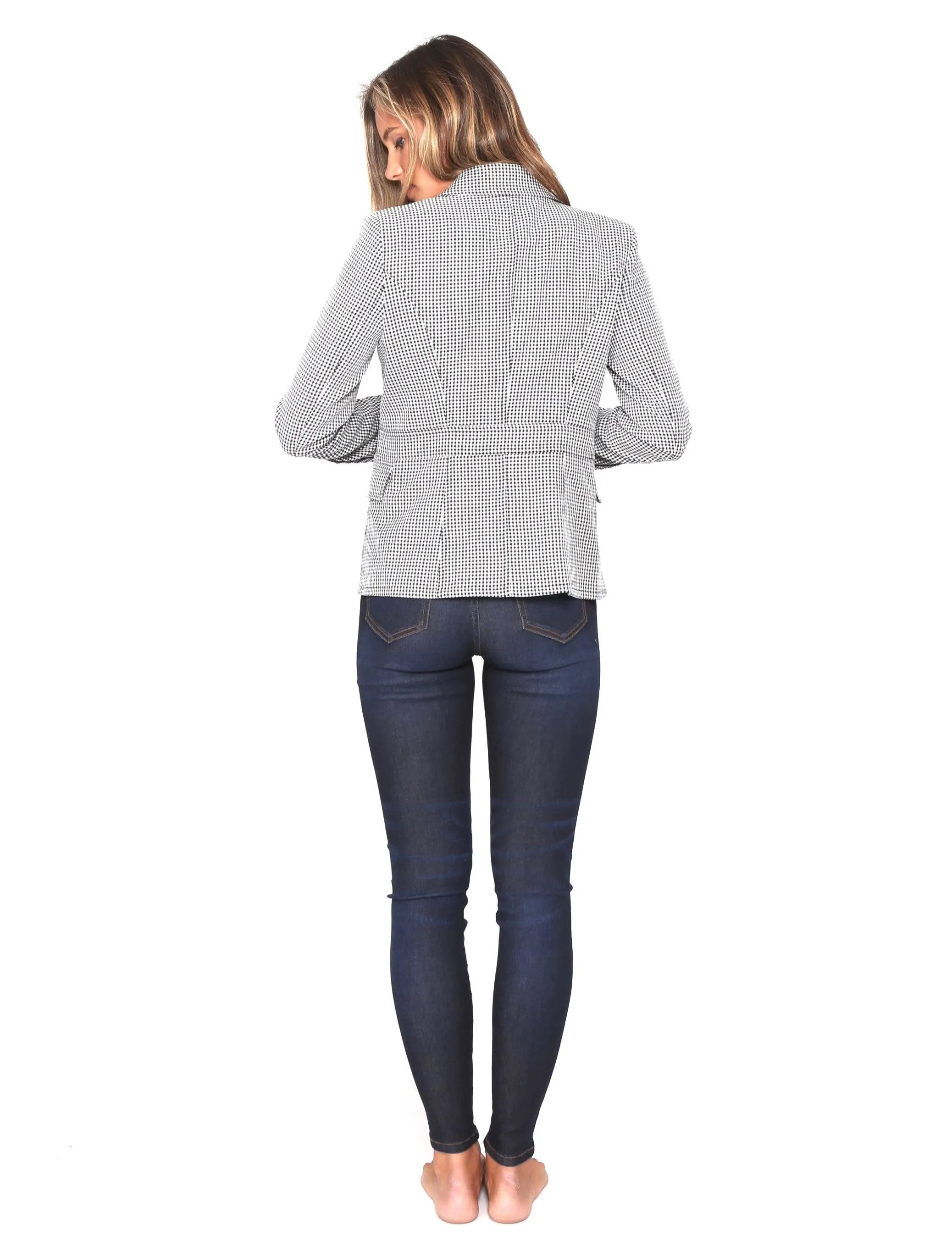 Hayden Fitted Blazer - Black & White Check