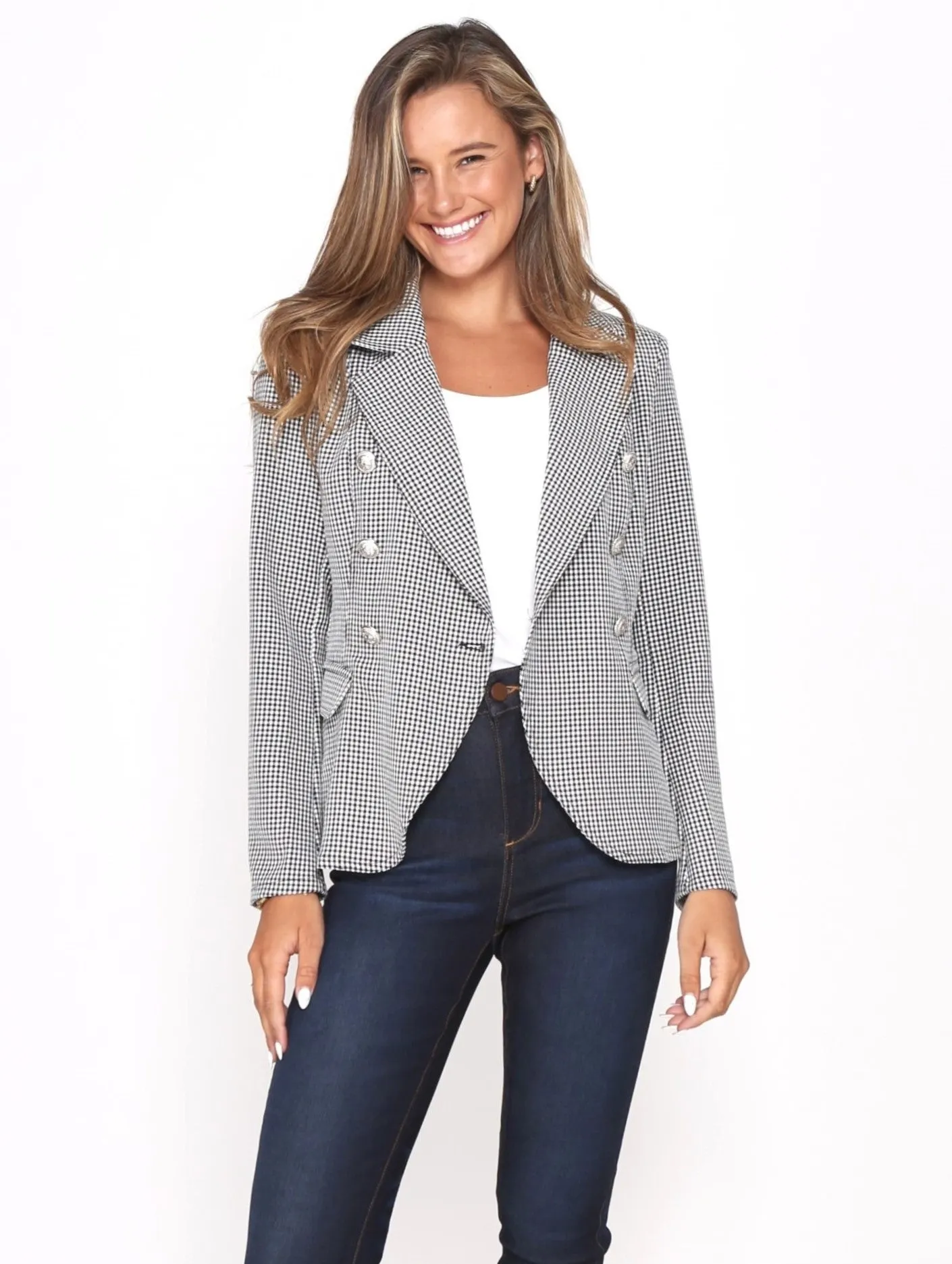 Hayden Fitted Blazer - Black & White Check