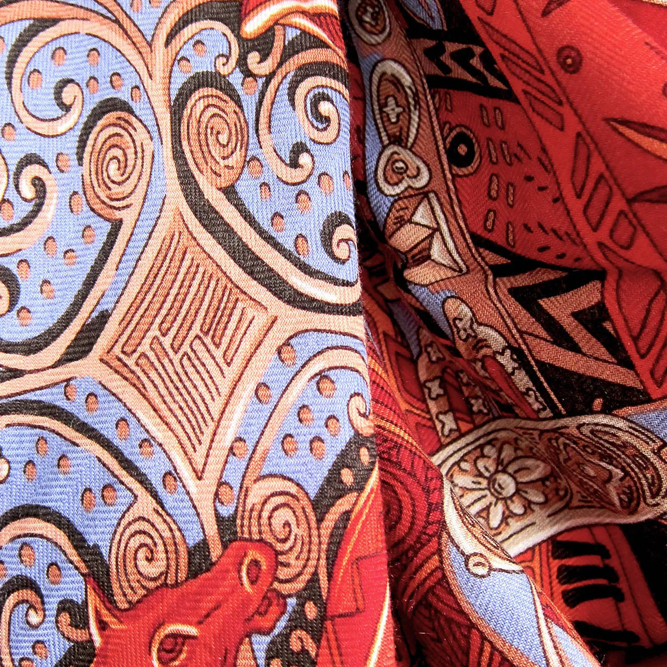 Hermes Cavaliers du Caucase Cashmere Silk GM Shawl Scarf Vibrant Orange Classic
