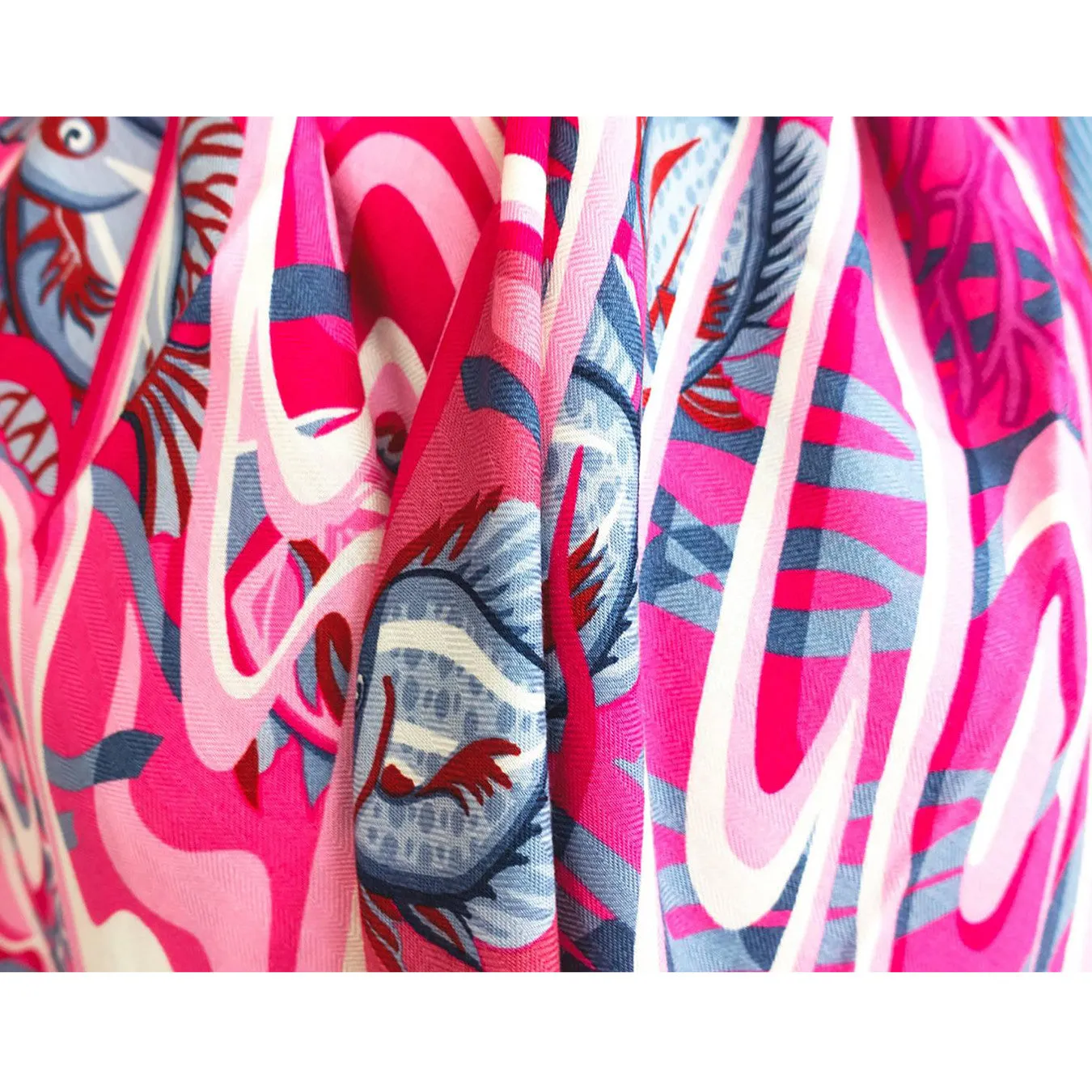 Hermes De la Mer au Ciel Cashmere Silk Shawl Scarf GM Spring