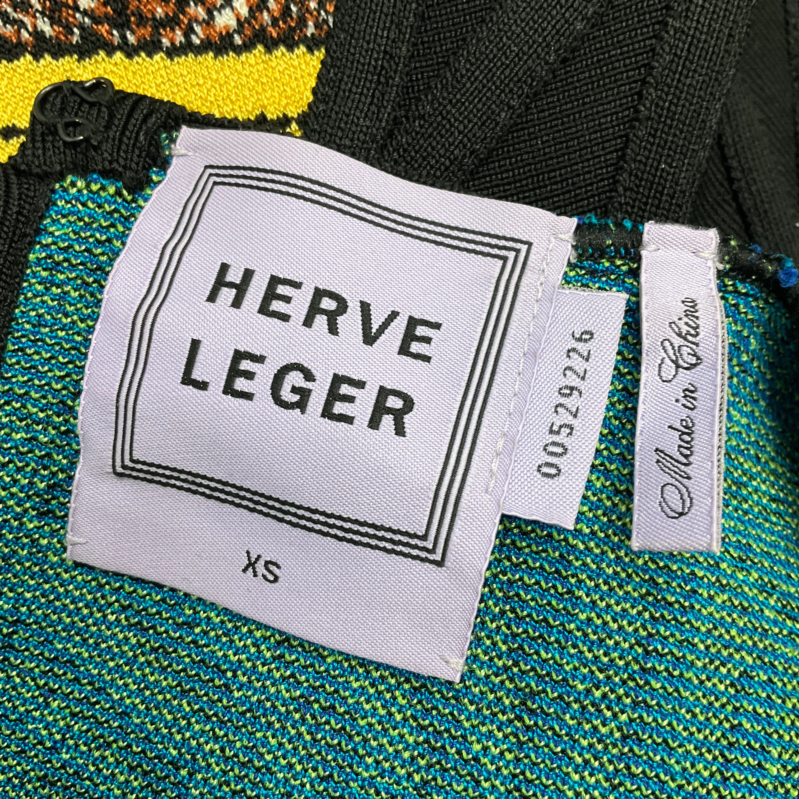 Herve Leger Blue / Black Multi Knit Donella Top and Nolena Skirt Two-Piece Set