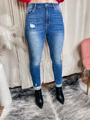 High rise vintage washed skinny jeans