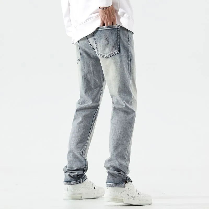High Street Style Men's Jeans with Flexible Washed Cotton
