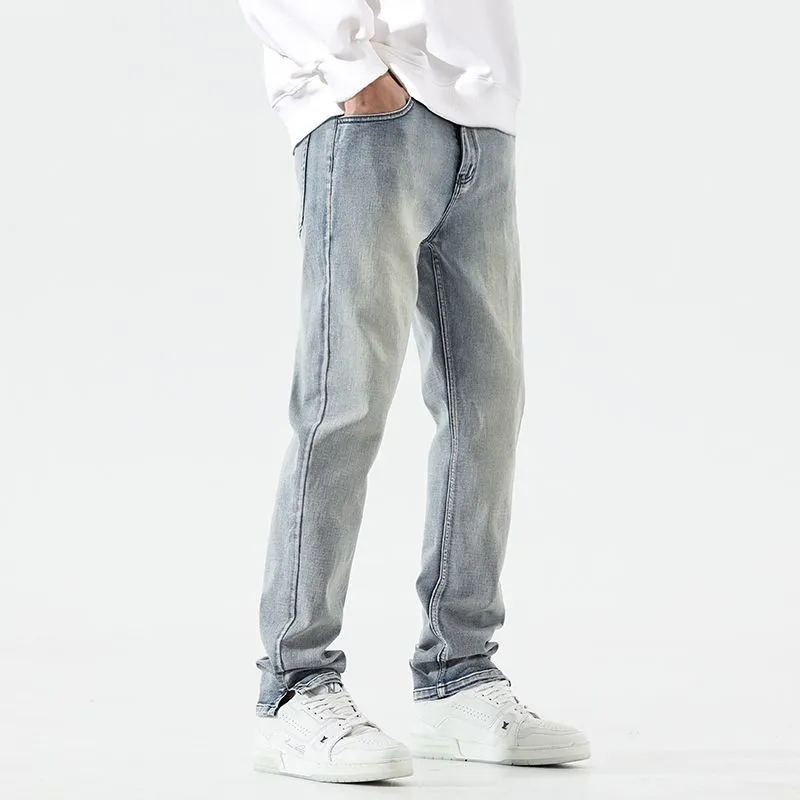 High Street Style Men's Jeans with Flexible Washed Cotton