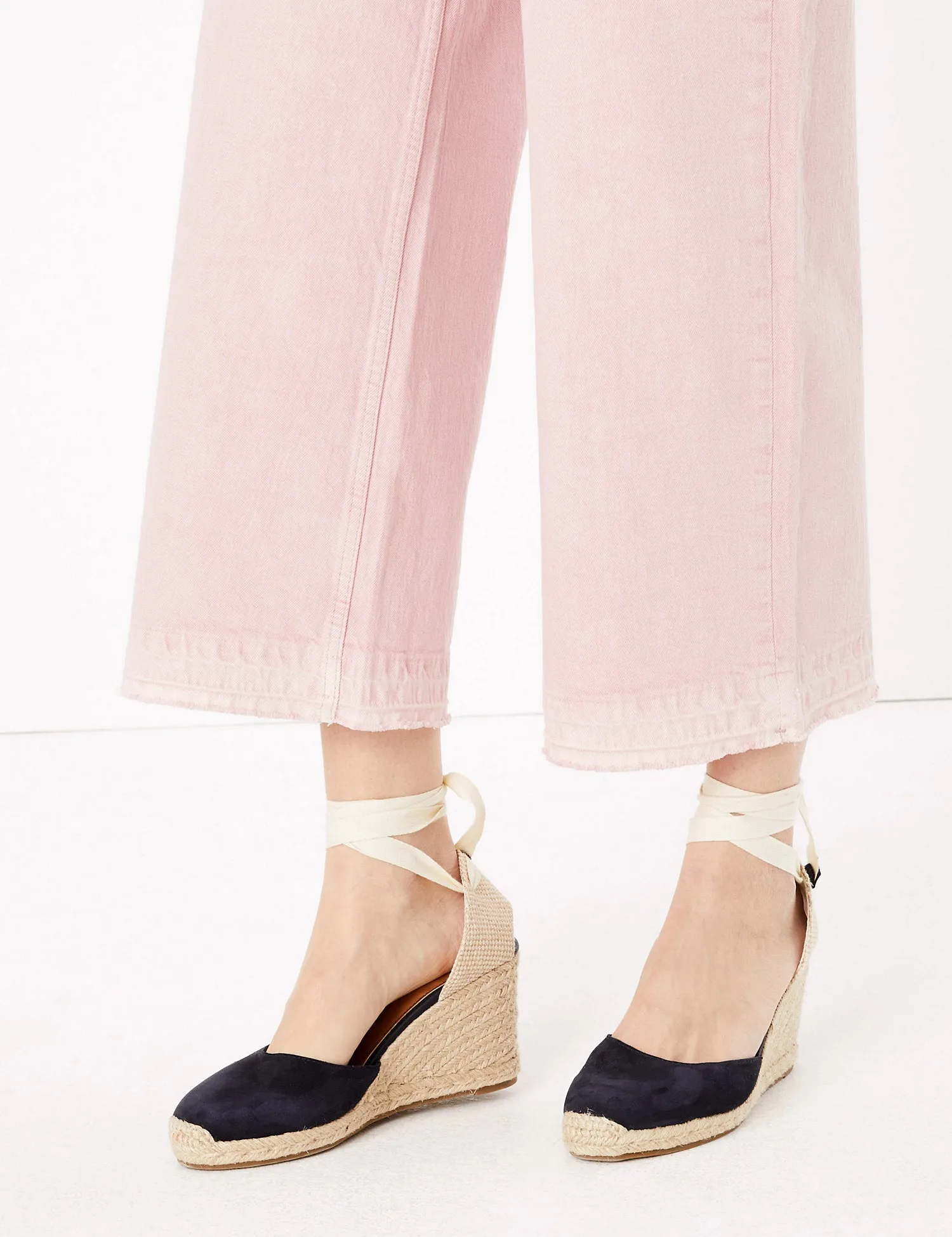 High Waisted Scarf Belt Wide Leg Jeans