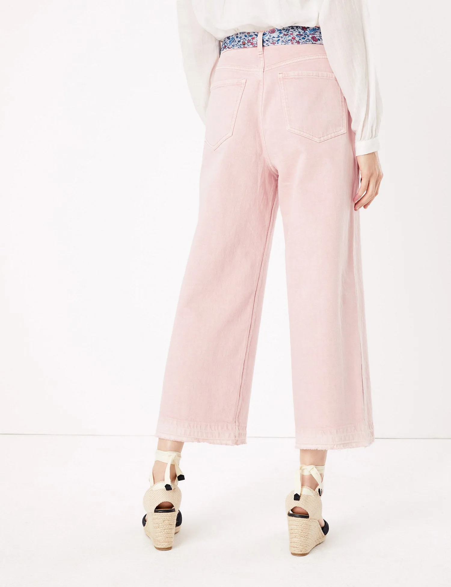 High Waisted Scarf Belt Wide Leg Jeans