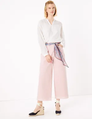 High Waisted Scarf Belt Wide Leg Jeans