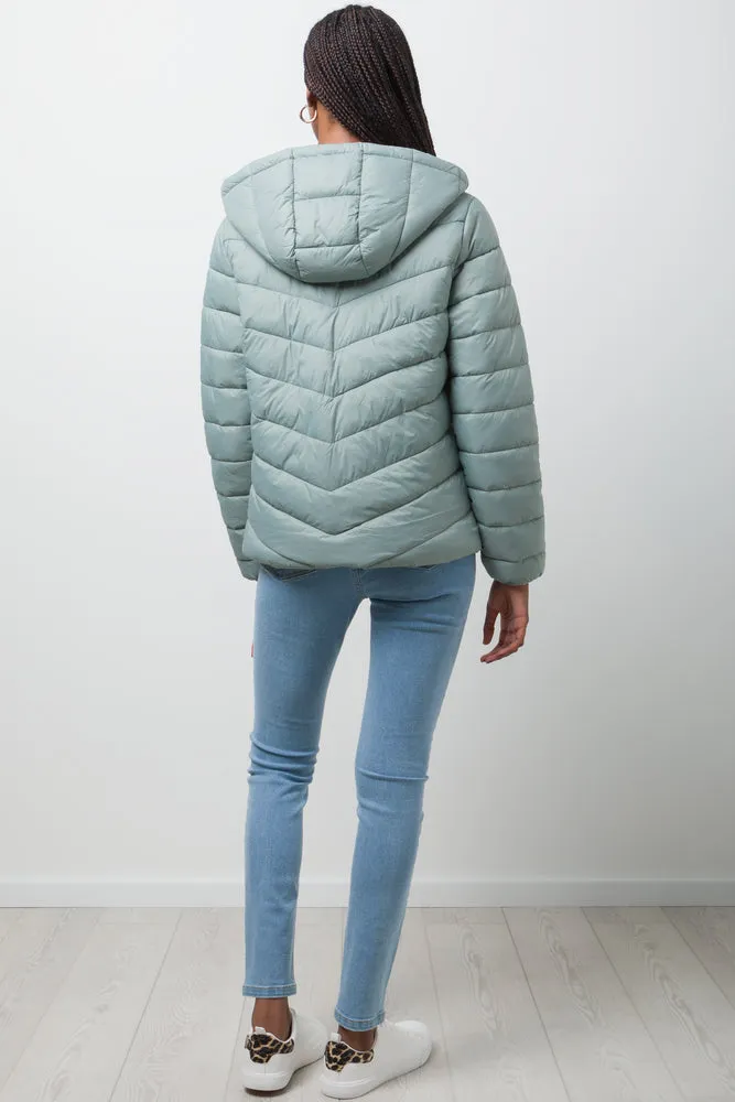 Hooded Puffer Jacket Light Green