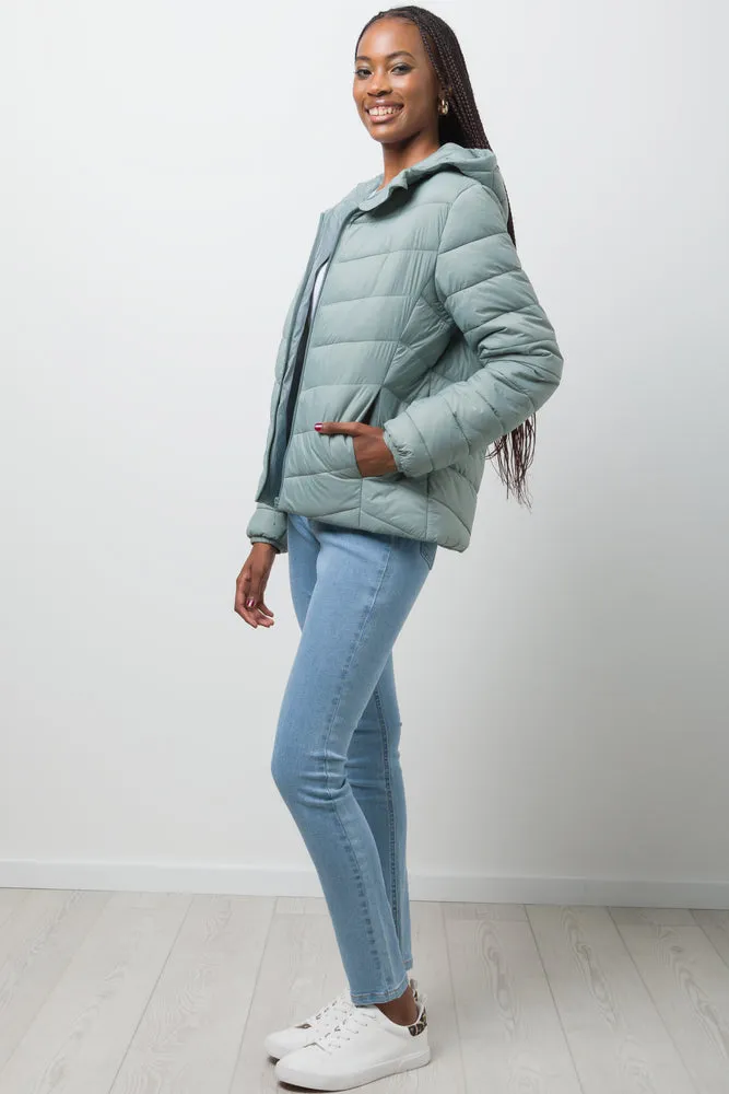 Hooded Puffer Jacket Light Green
