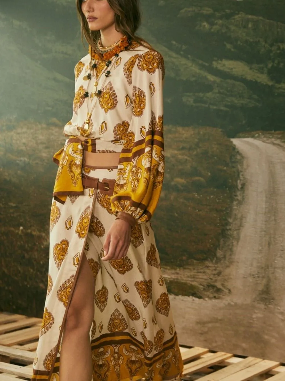 India Wrap Midi-Skirt 