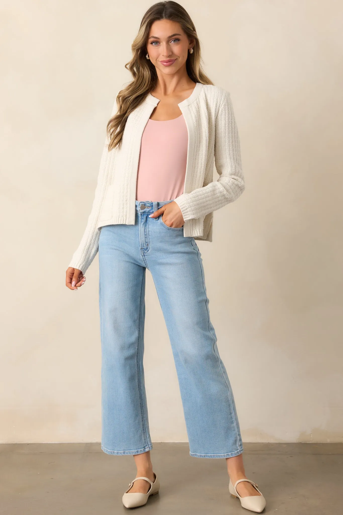Into The Clouds Light Wash Cropped Wide Leg Jeans