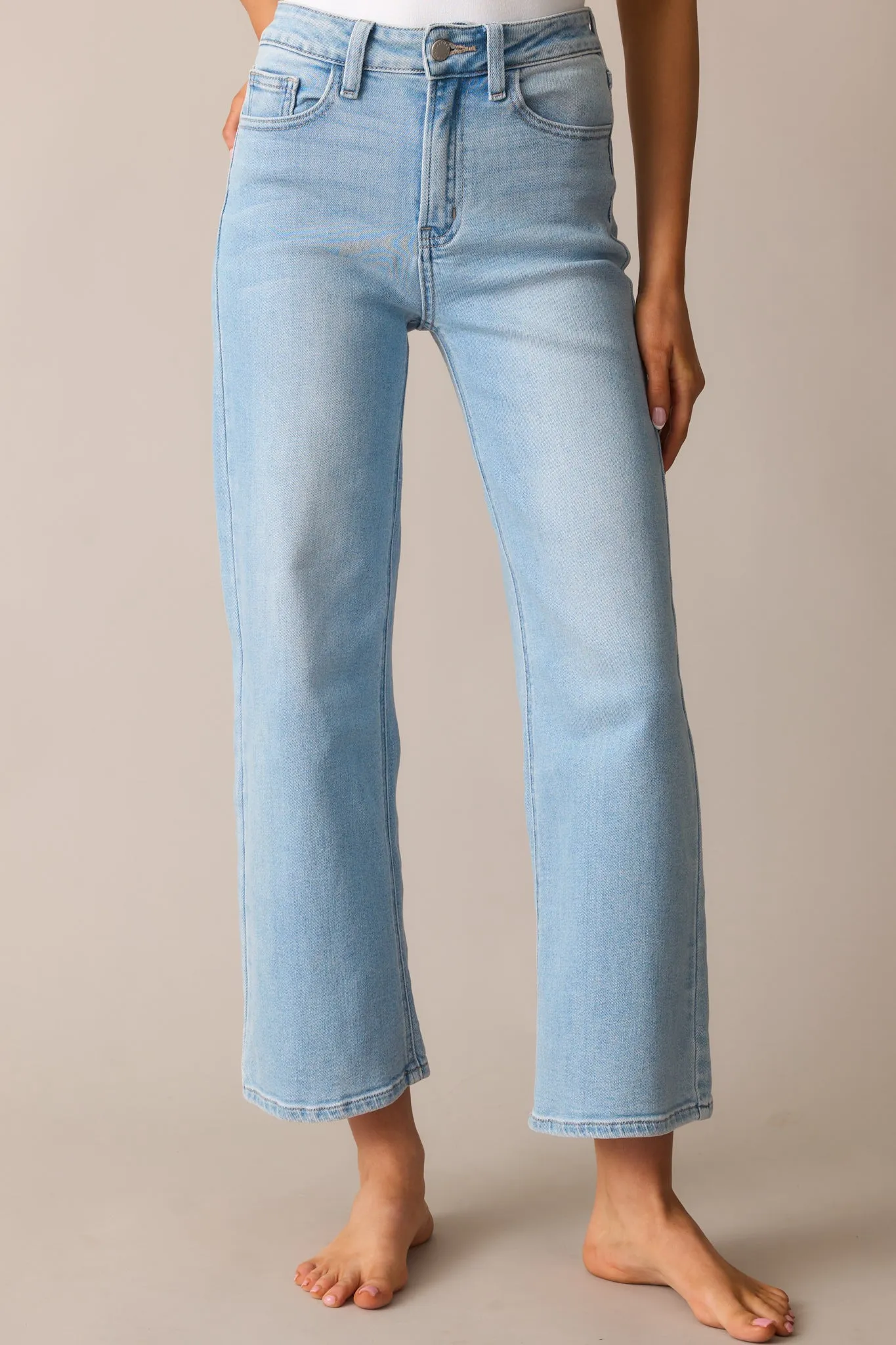 Into The Clouds Light Wash Cropped Wide Leg Jeans