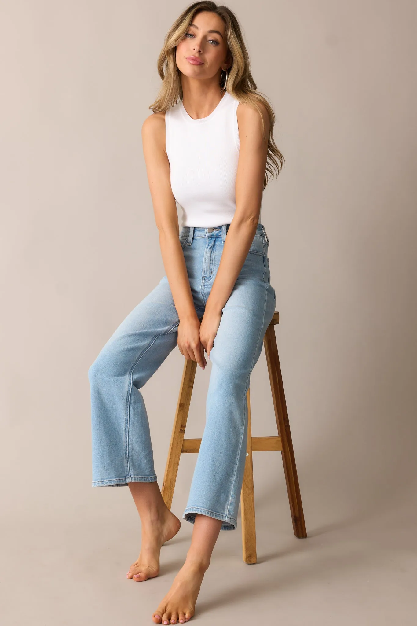 Into The Clouds Light Wash Cropped Wide Leg Jeans