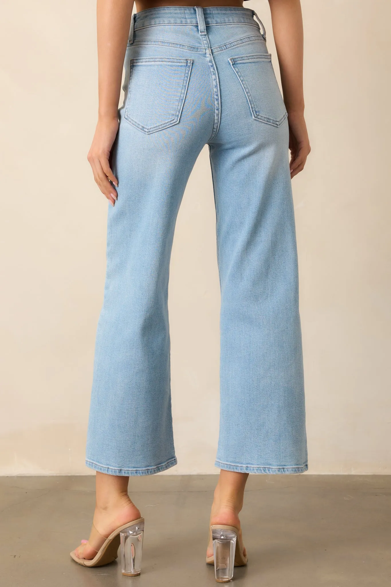 Into The Clouds Light Wash Cropped Wide Leg Jeans