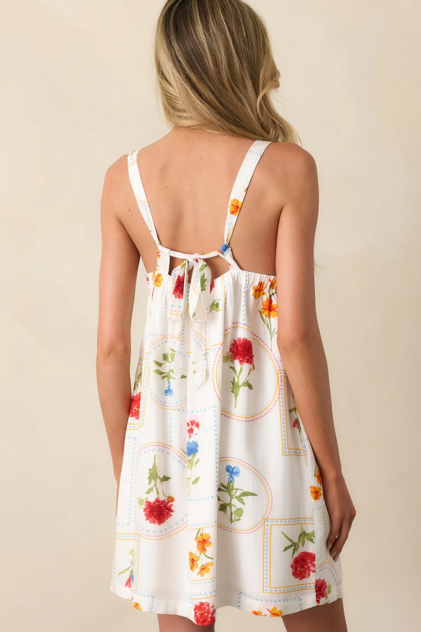 It Comes Easy To Me Ivory Floral Patchwork Mini Dress