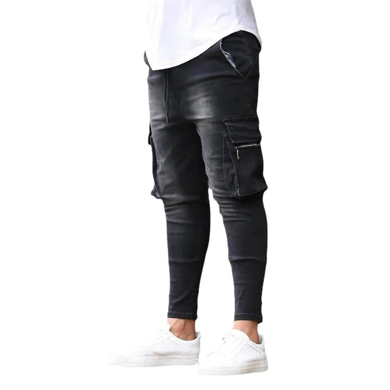 Jean cargo extensible multi-poches vintage