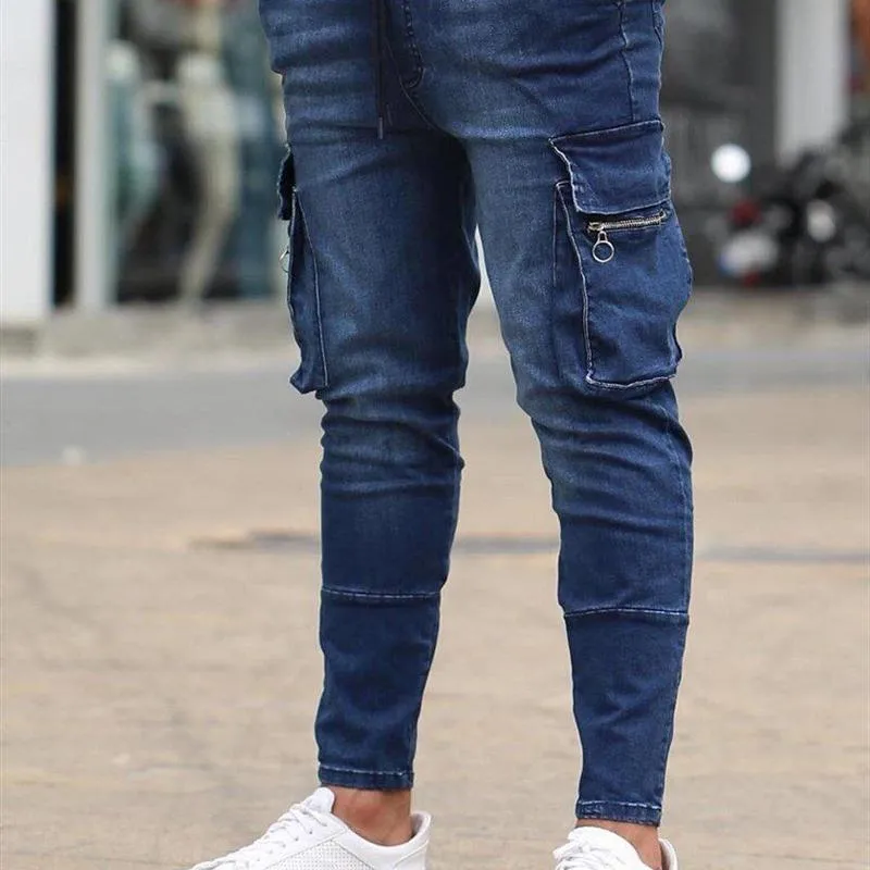Jean cargo extensible multi-poches vintage
