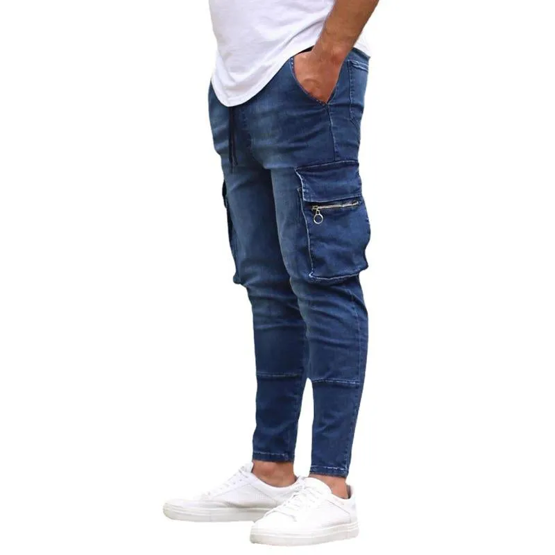 Jean cargo extensible multi-poches vintage