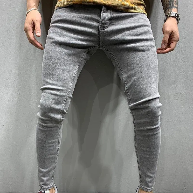 Jean crayon stretch couleur unie pour homme vintage