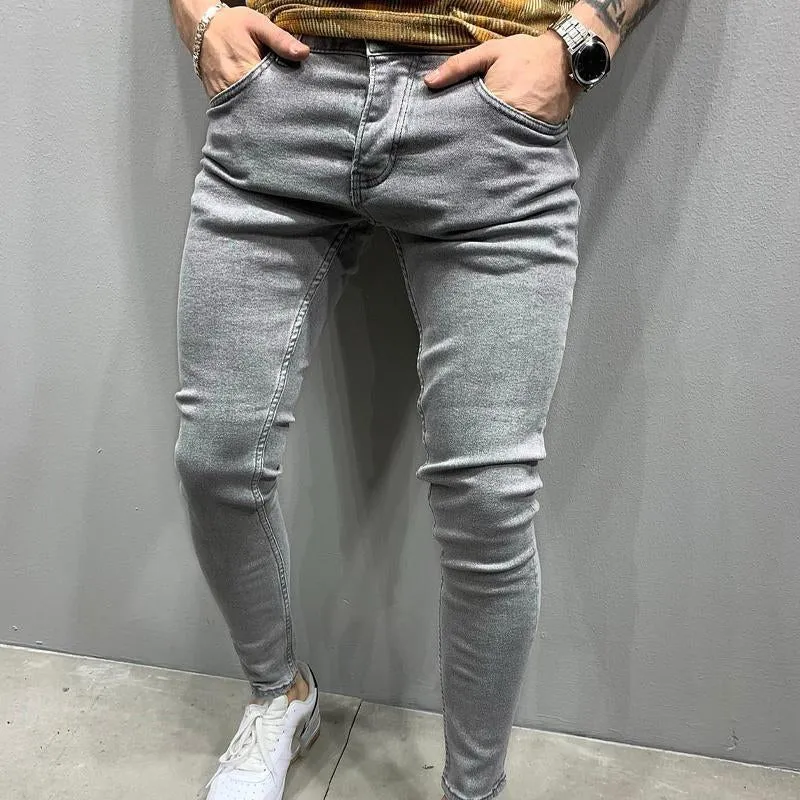 Jean crayon stretch couleur unie pour homme vintage