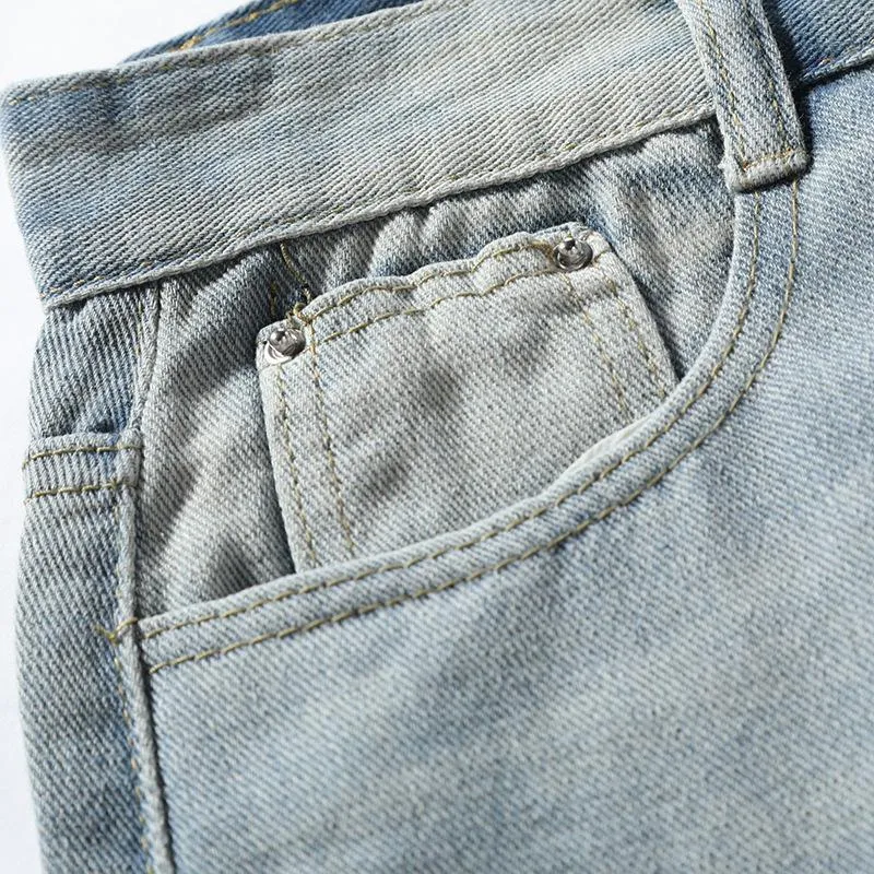 Jean déchiré décontracté à jambe droite vintage