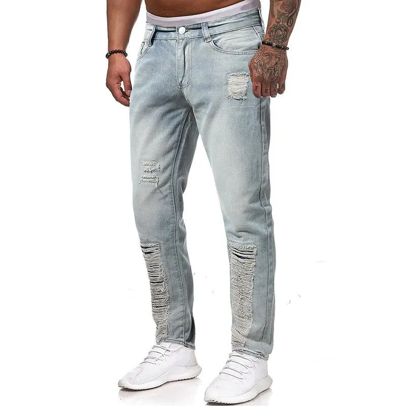 Jean déchiré décontracté à jambe droite vintage