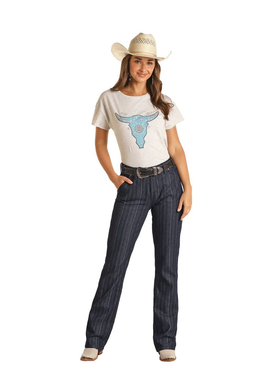 Jean, Jacquard Mid Rise Trouser