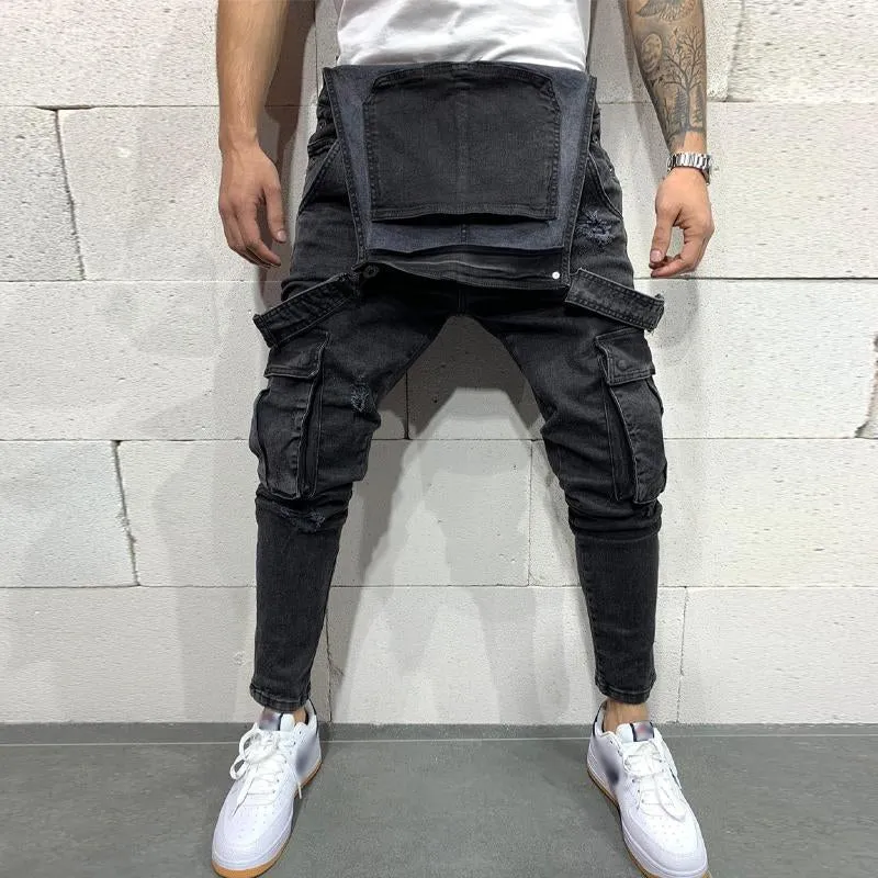 Jean multi-poches en denim vintage