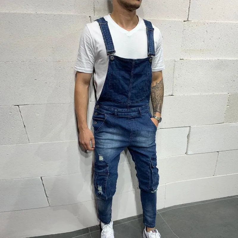 Jean multi-poches en denim vintage