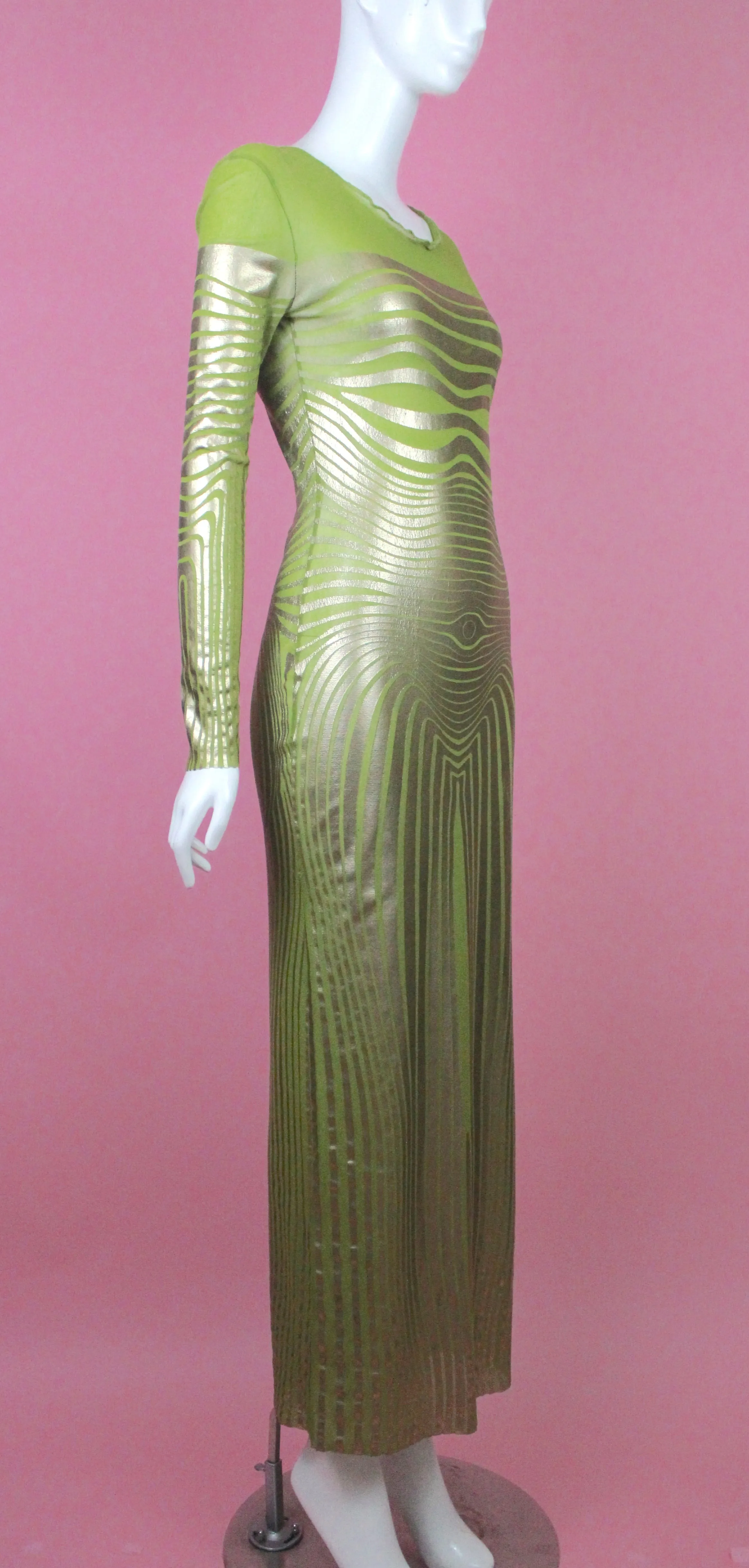 Jean Paul Gaultier Lime Green Cyberbaba Trompe l'œil Dress, SS96, Size S