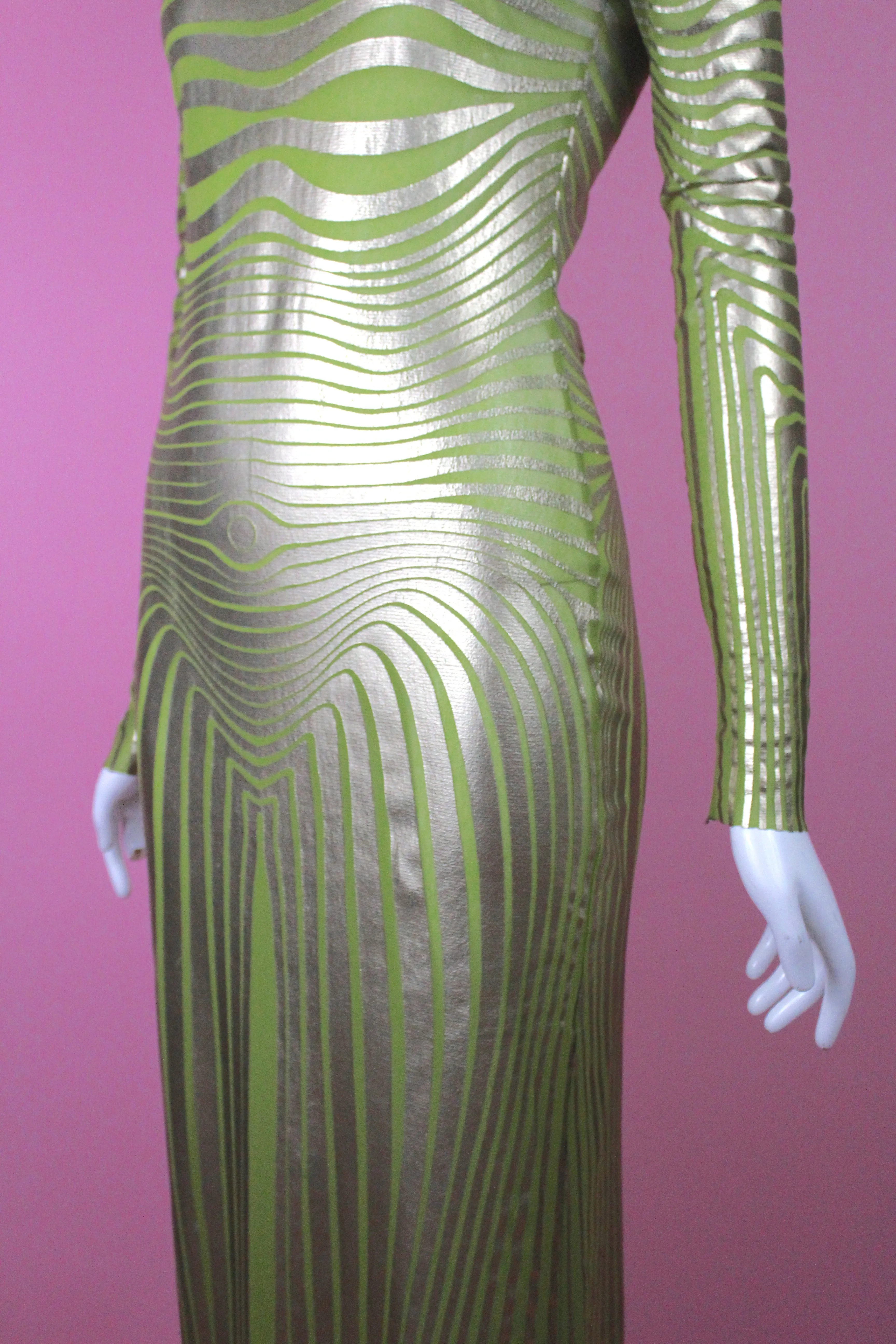 Jean Paul Gaultier Lime Green Cyberbaba Trompe l'œil Dress, SS96, Size S