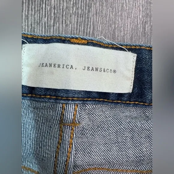 Jeanerica‎ Jeans &amp; Co. Eiffel EW004 Dark Vintage Wash Raw Hem Altered 28 X 23