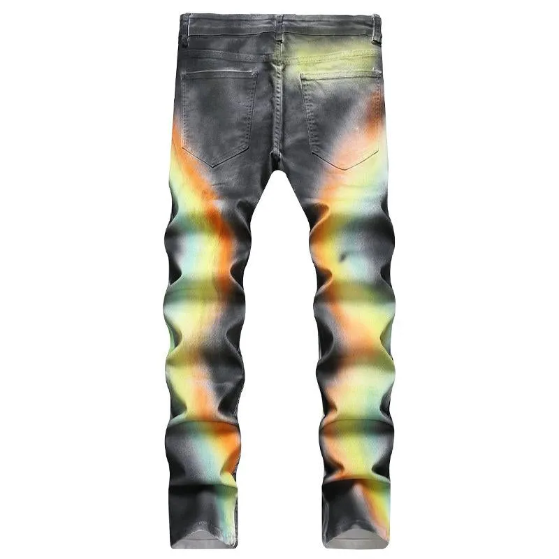 Jeans arc-en-ciel décontracté vintage