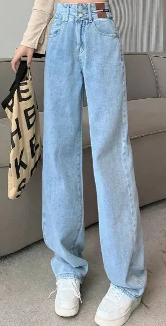 Jeans Slim Stretch Casual  Mom Wide Pants