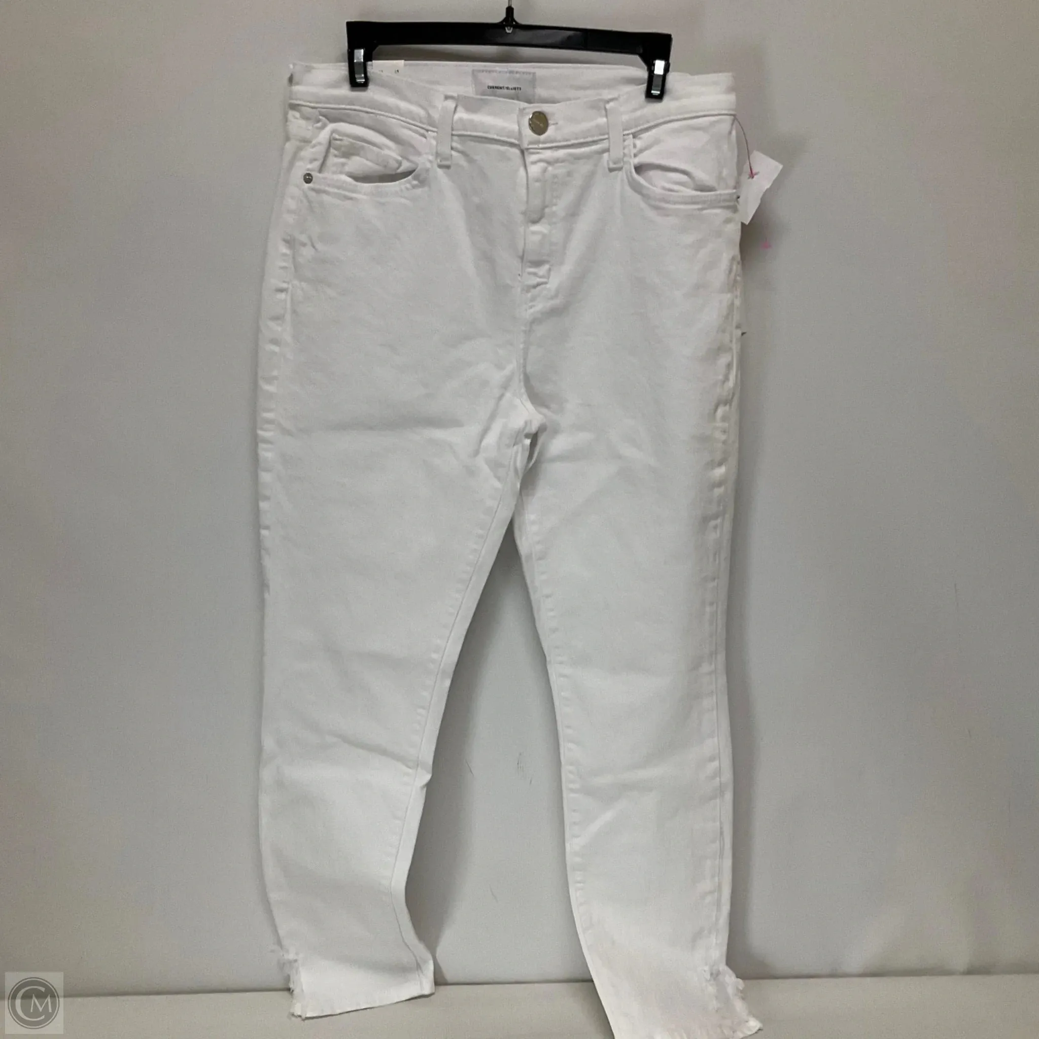 Jeans Straight By Current Elliott In White Denim, Size: 14