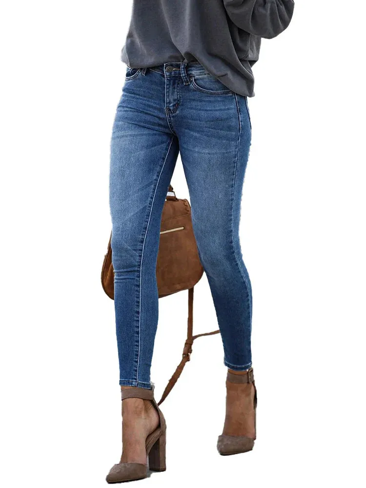 Jeans Stretchy Skinny Mid Waist Vintage Cropped