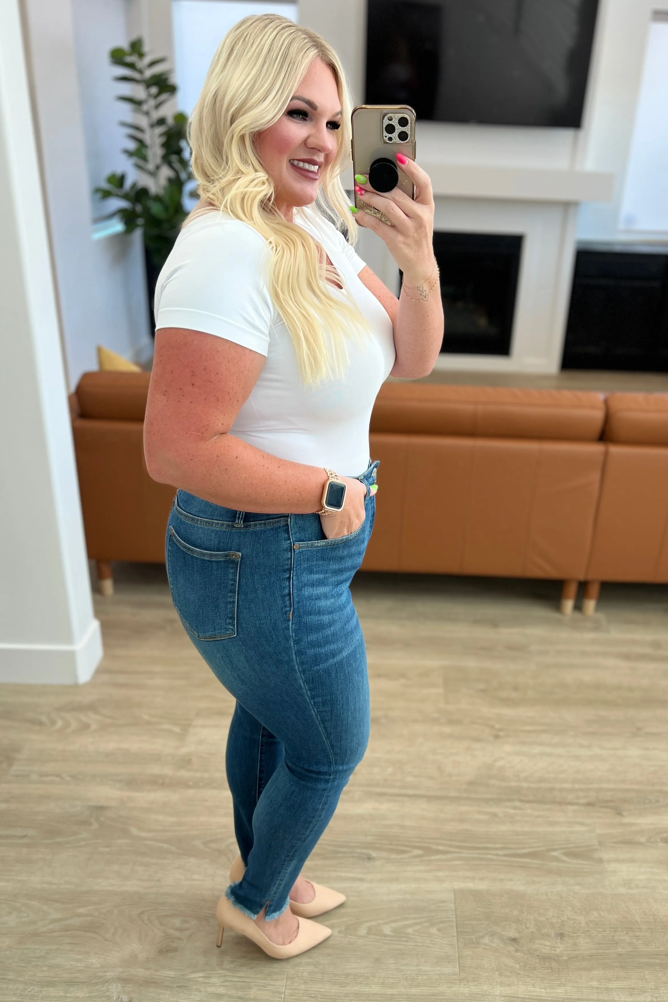 JUDY BLUE Amy High Rise Control Top Side Slit Skinny Jeans