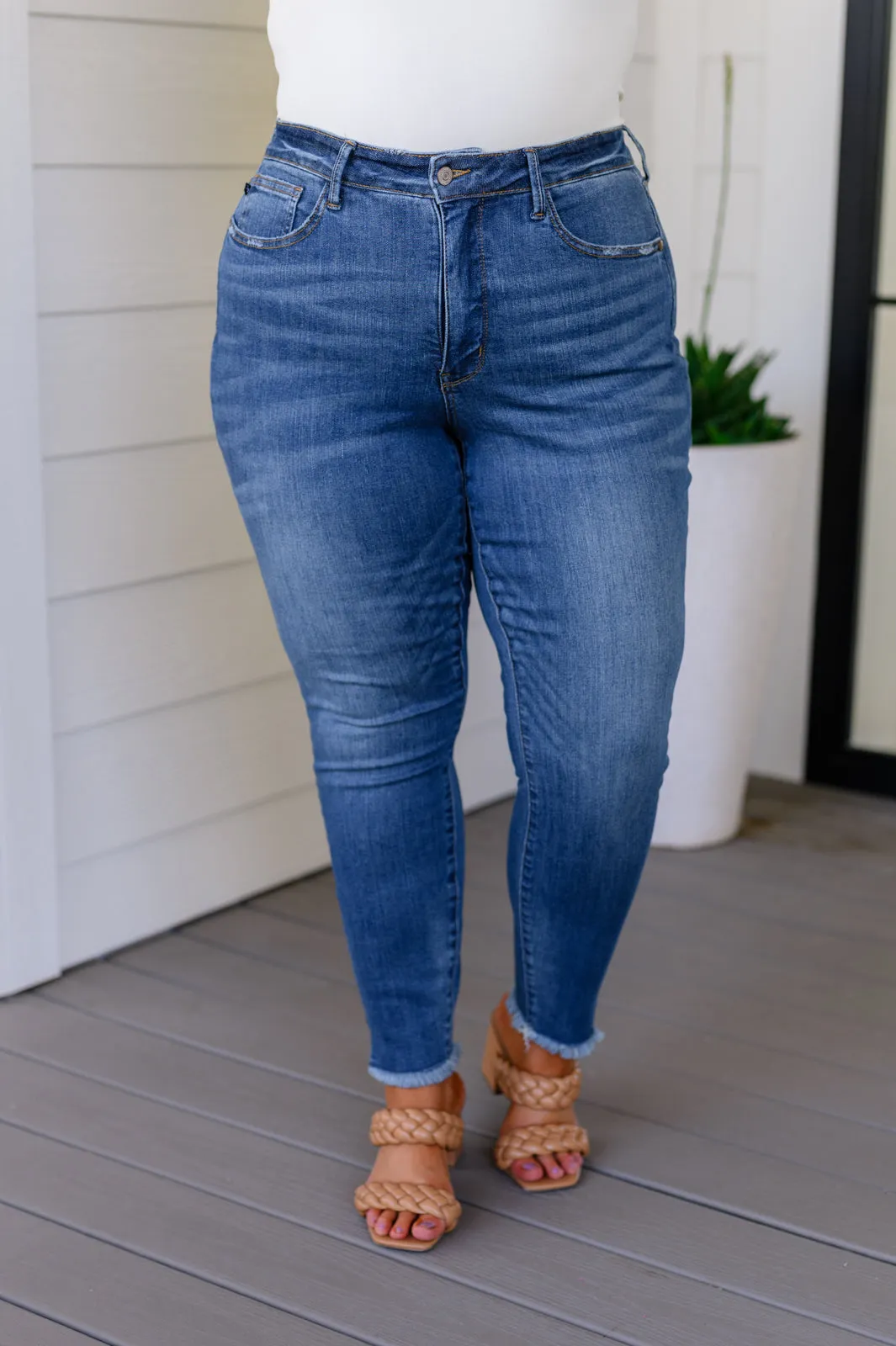 JUDY BLUE Amy High Rise Control Top Side Slit Skinny Jeans