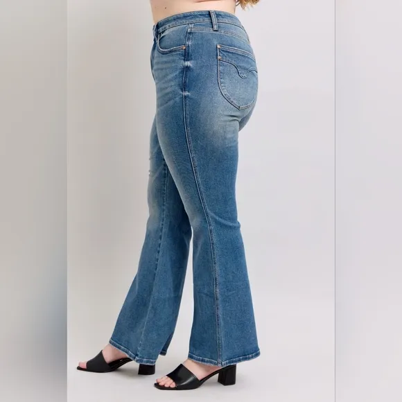Judy Blue Mid Rise Tummy Control Vintage Wash Classic Flare Jeans Various NEW
