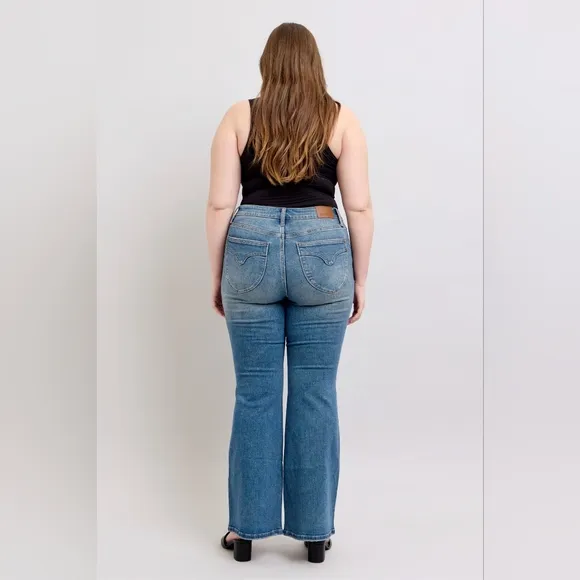 Judy Blue Mid Rise Tummy Control Vintage Wash Classic Flare Jeans Various NEW