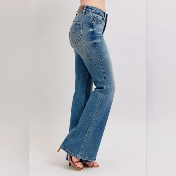 Judy Blue Mid Rise Tummy Control Vintage Wash Classic Flare Jeans Various NEW