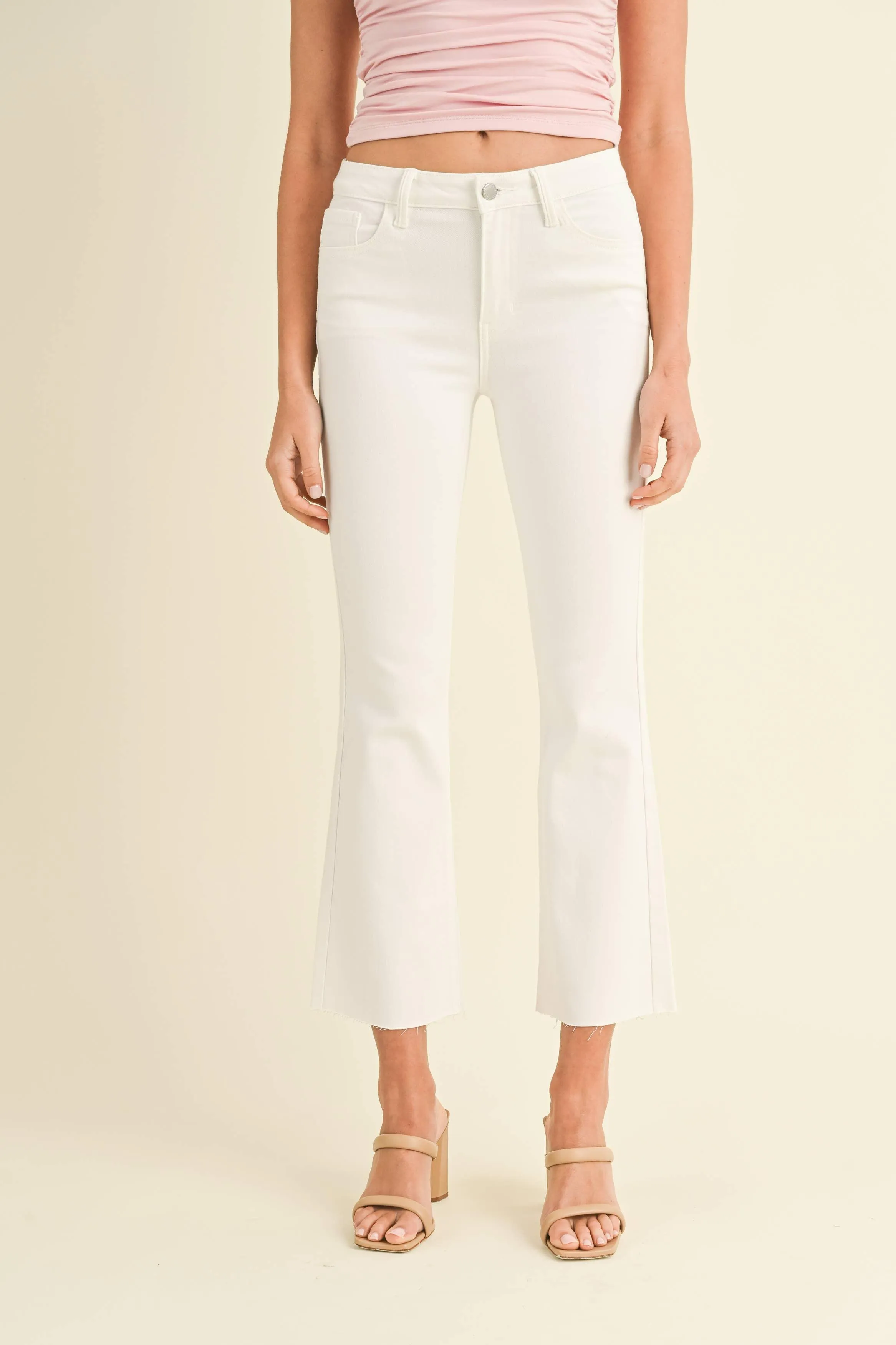 Just USA Jeans White Mid Rise Cropped Flare