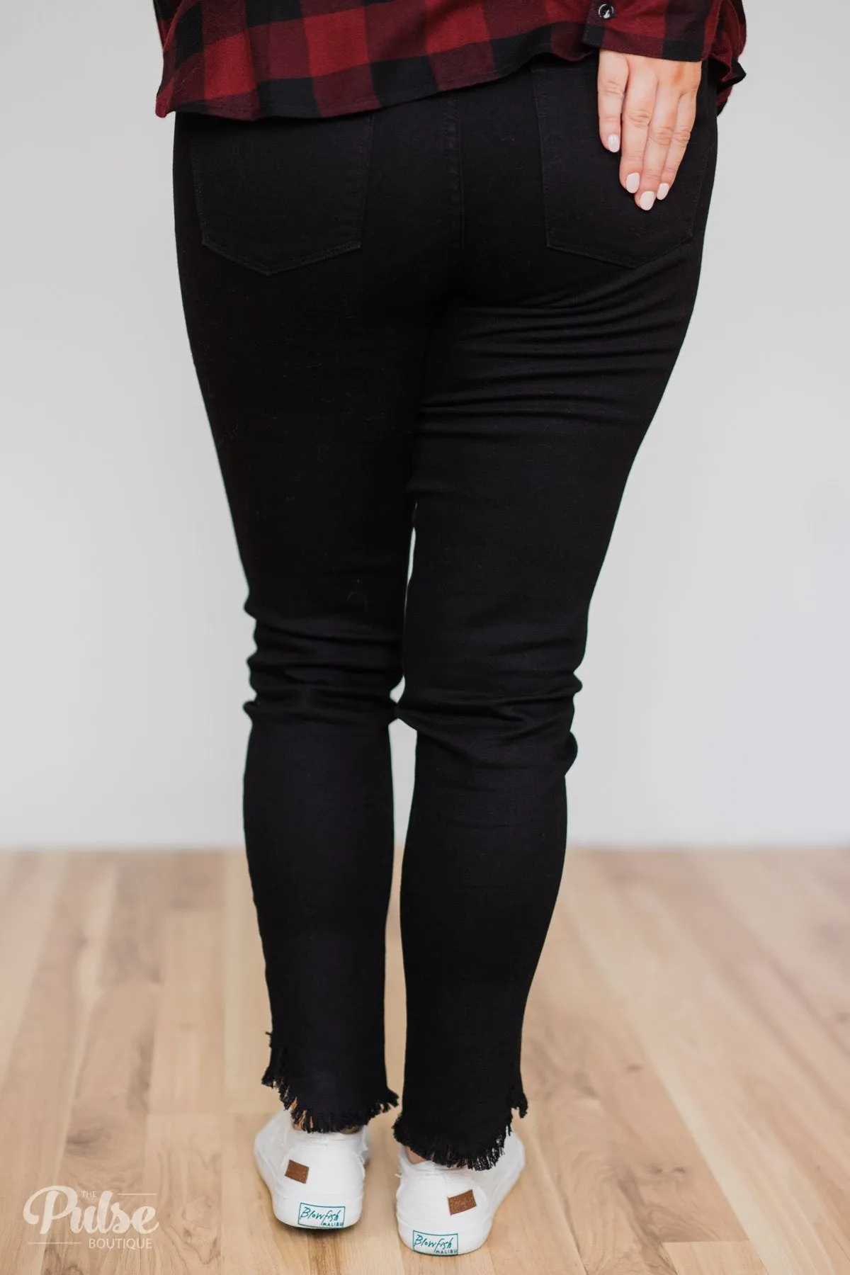 Kan Can Jeans- Black Ankle Distressed
