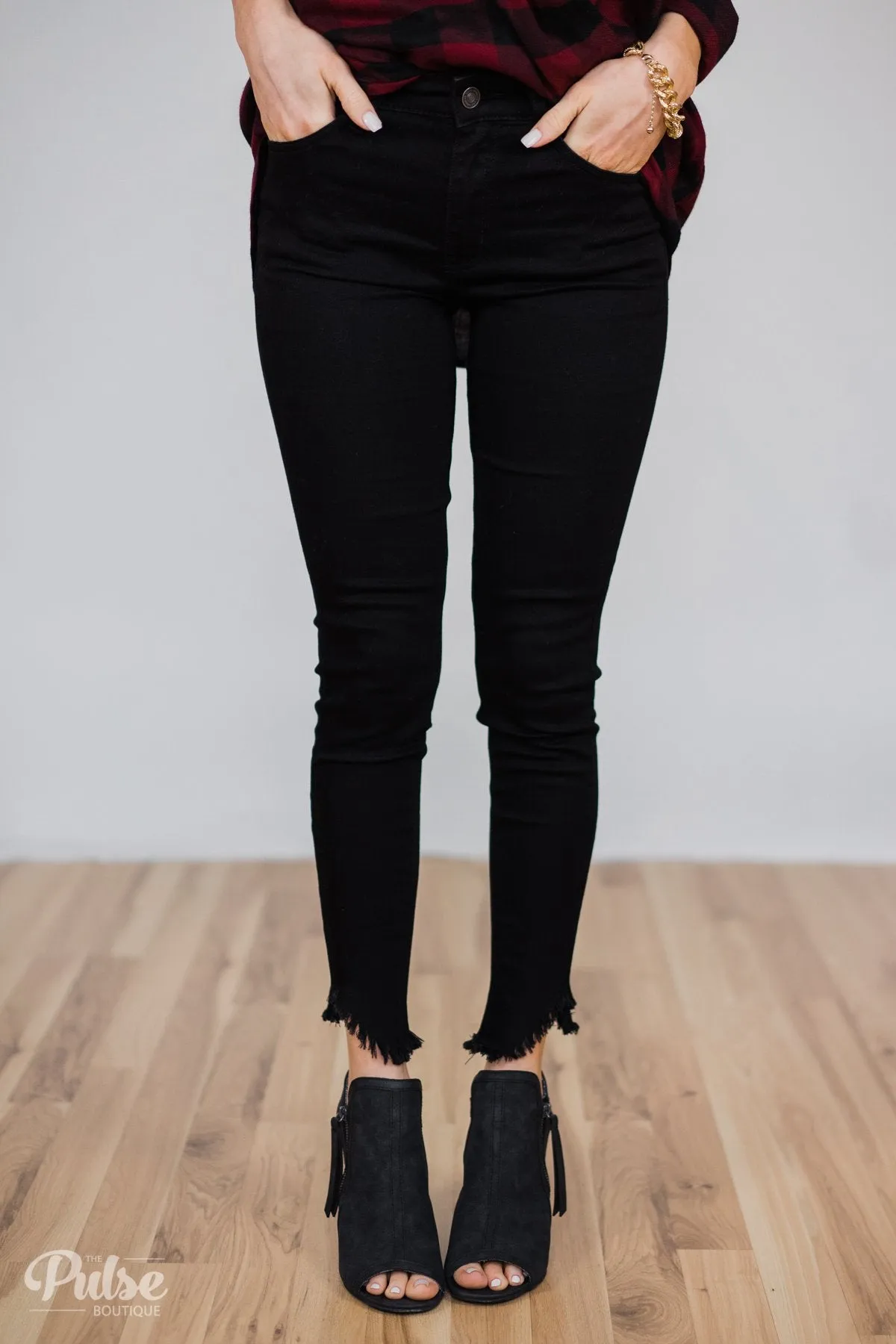 Kan Can Jeans- Black Ankle Distressed
