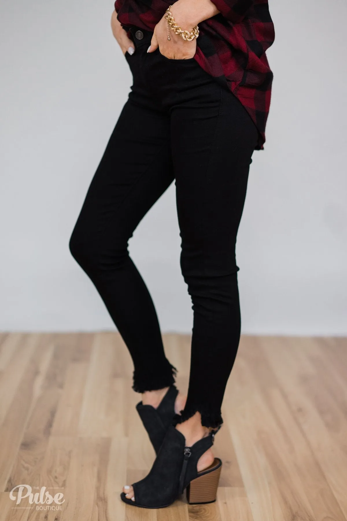 Kan Can Jeans- Black Ankle Distressed